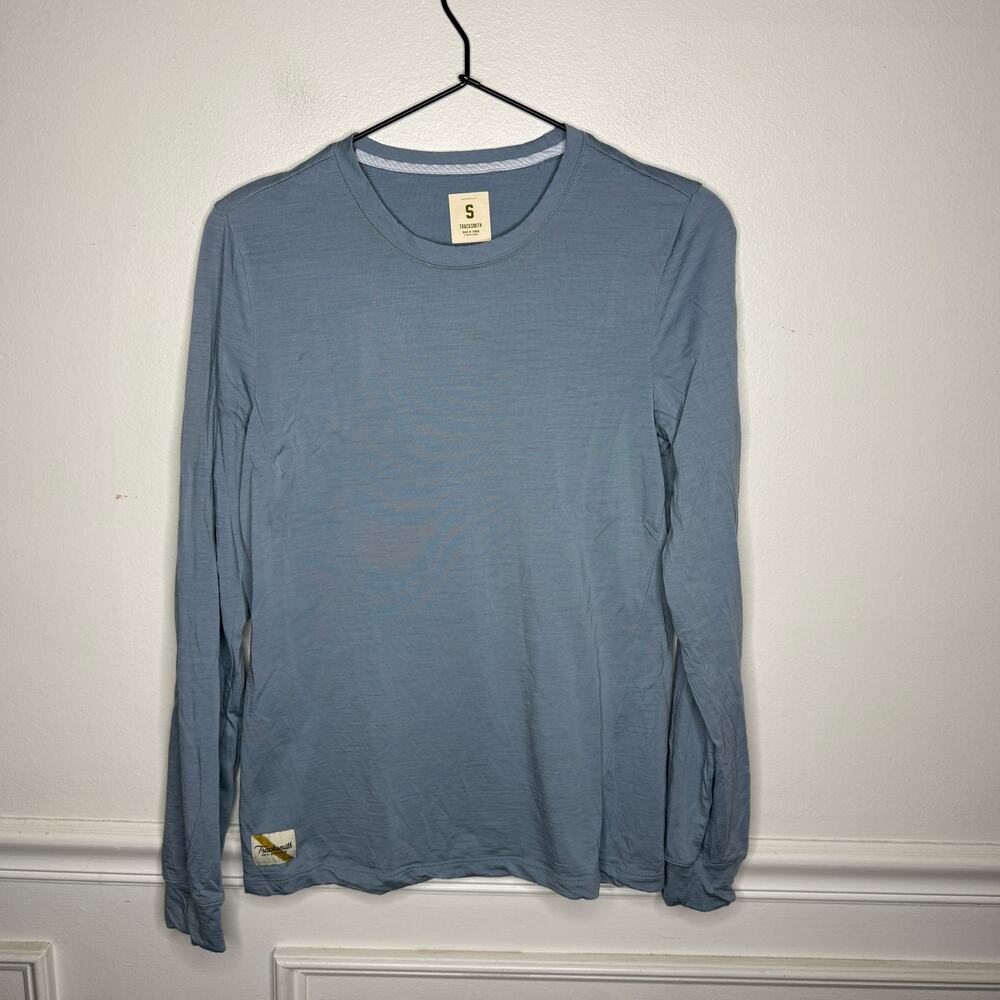 Tracksmith Harrier Long Sleeve Merino Wool Light Blue Shirt Womens Small